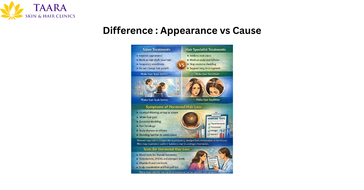 Difference Appearance vs Cause-hormonal hair loss treatment 