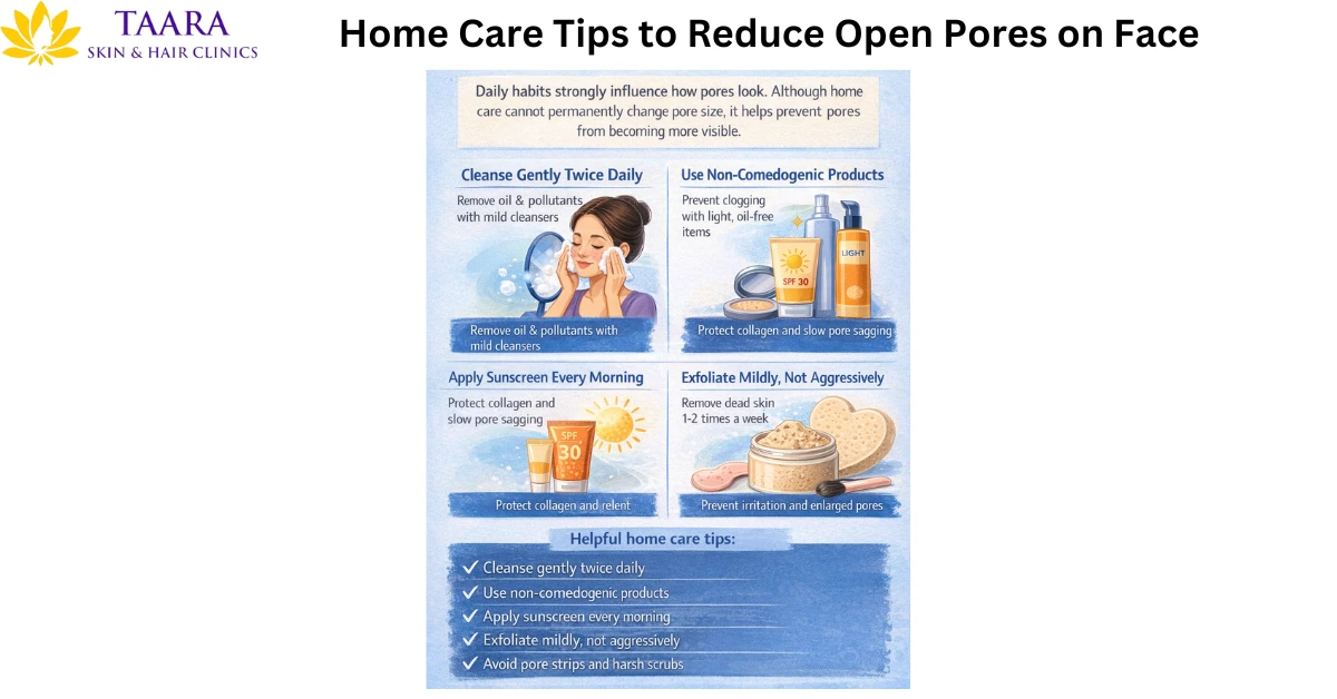 Home care tips to reduce open pores on face