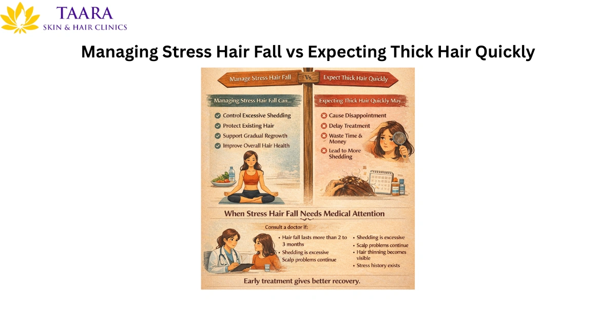 Managing Stress Hair Fall vs Expecting Thick Hair Quickly-hormonal hair loss treatment 