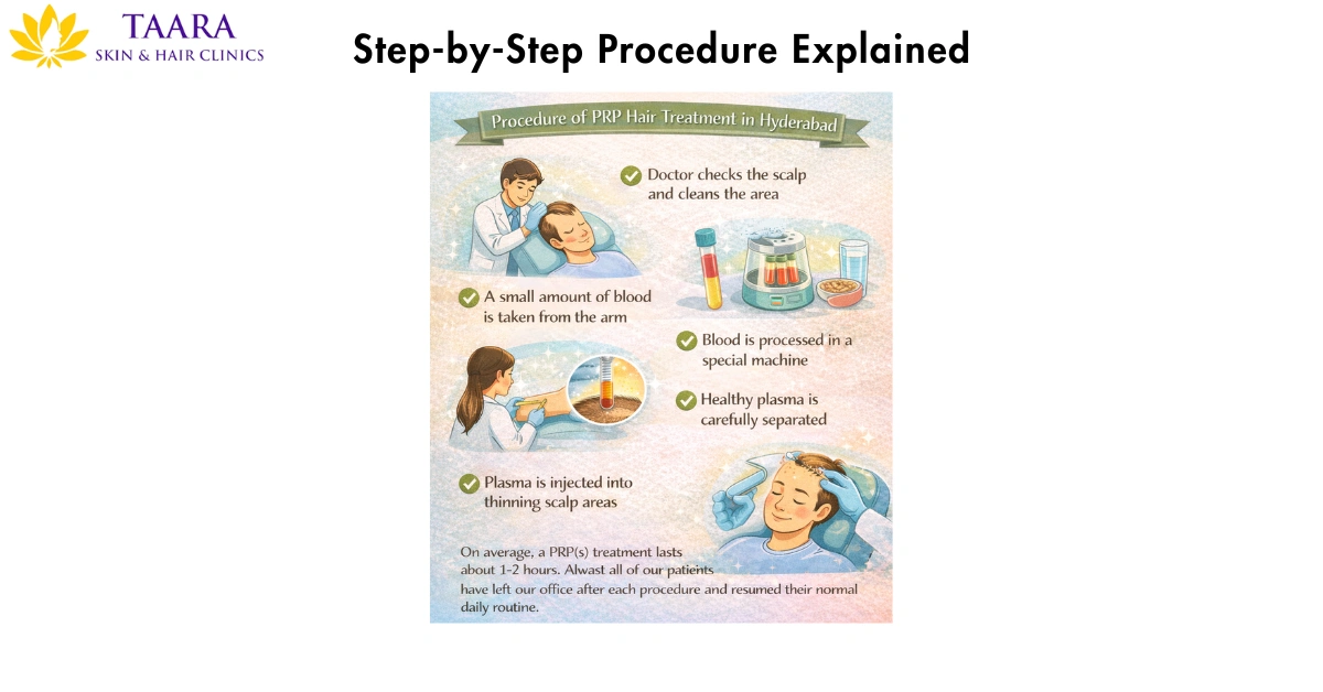 Step-by-Step Procedure Explained-prp hair treatment in hyderabad 