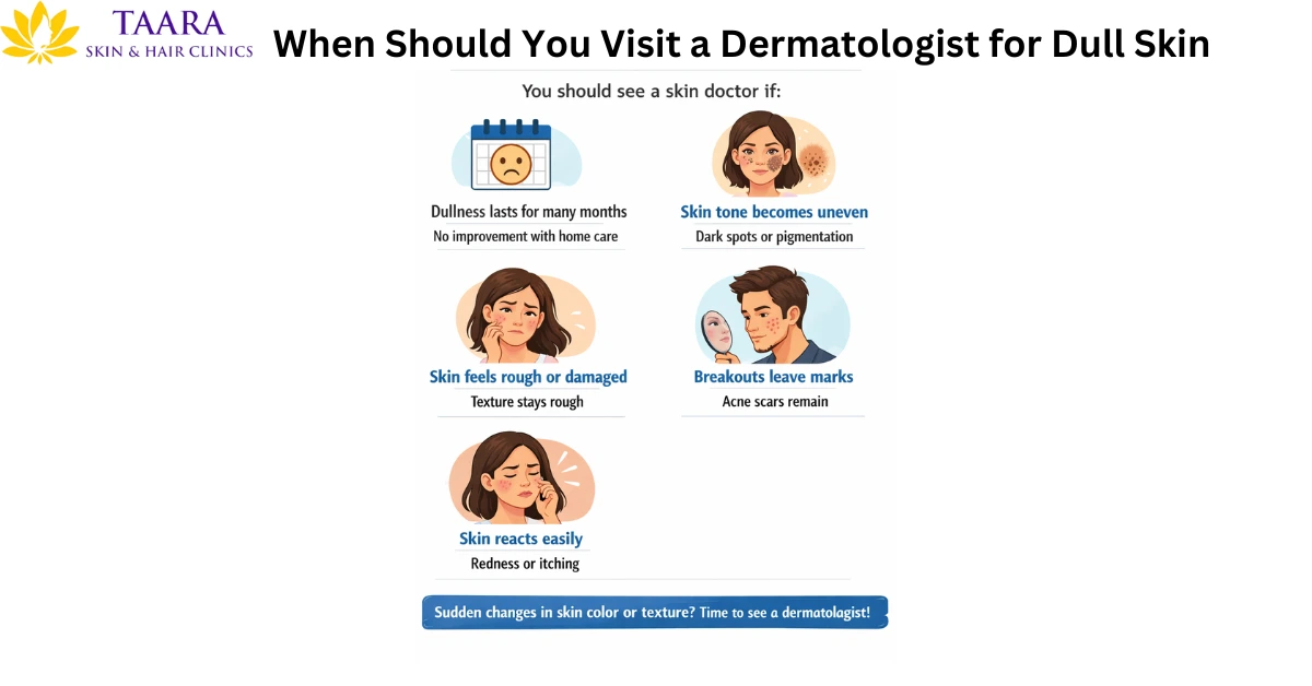When should you visit a Dermatologist for Dull skin